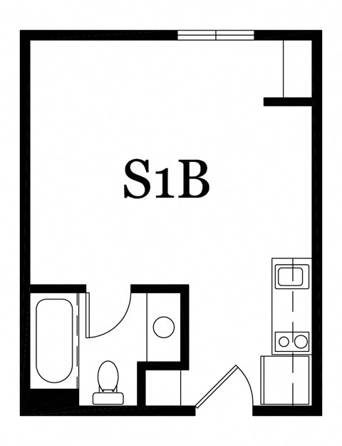 a floor plan of a small apartment with a bedroom and a living room